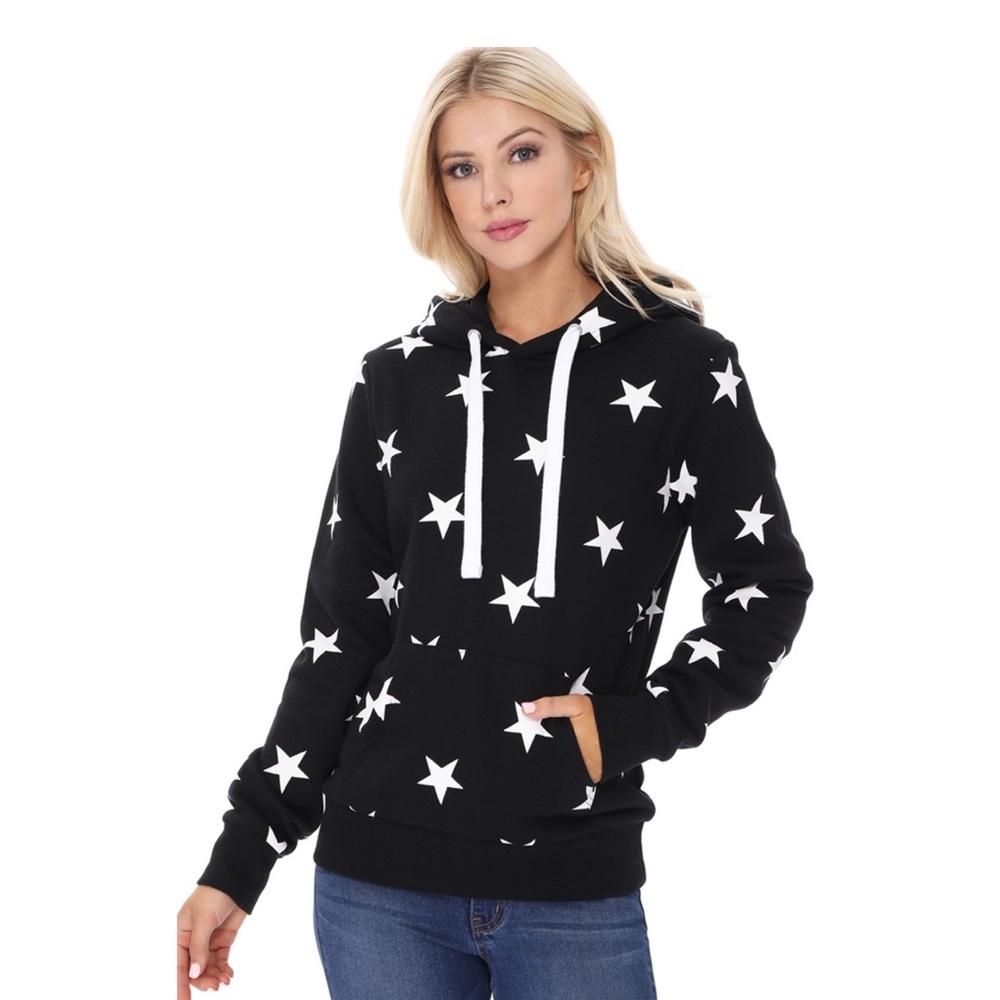 Reflex Black Star Print Women's Hoodie